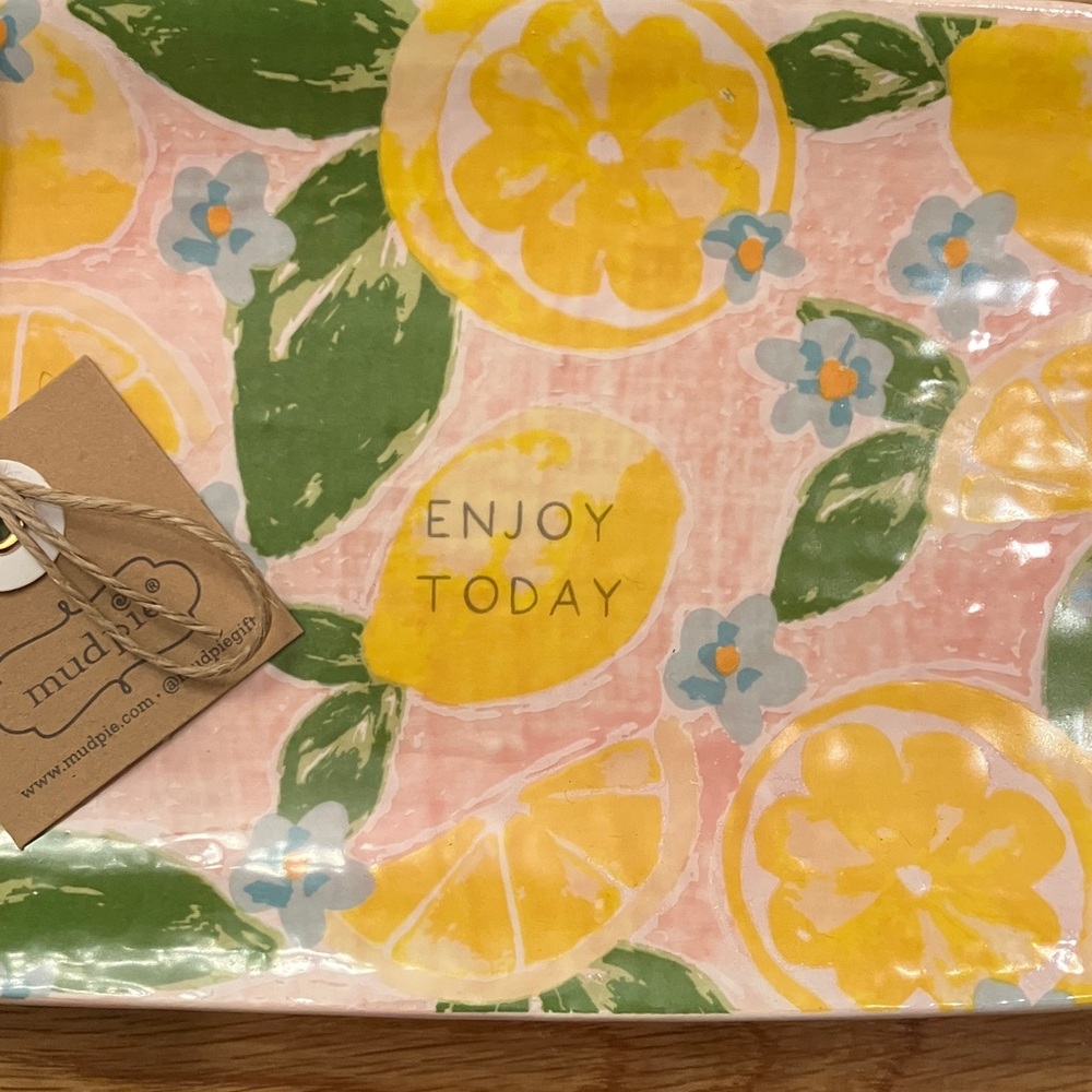 Mud Pie Lemon Floral Platter 9 1/2 x 4 1/4 NWT - Picture 3 of 8